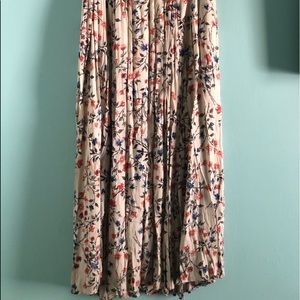 Long Flowery Cream Skirt